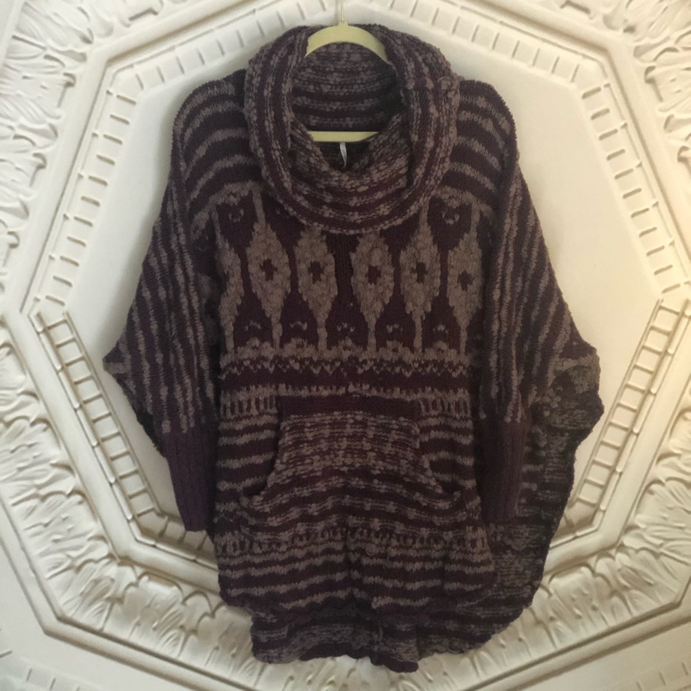 CHUNKY COWL NECK TUNIC SWEATER